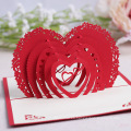 FQ marca al por mayor invitación de boda personalizado 3d corazón rojo amor tarjeta
